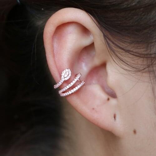 Micro pave cz clip ear cuff earring for girl women gift rose gold color no piercing fashion cheap jewelry high qaulity