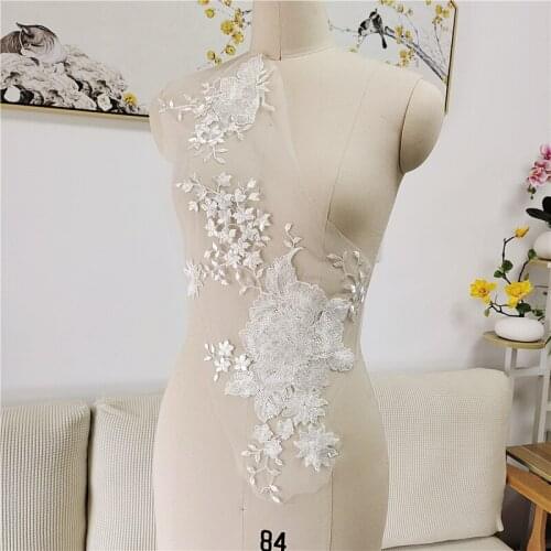 Mesh embroidery lace applique accessories hand-decorated clothing wedding dress lace patch applique