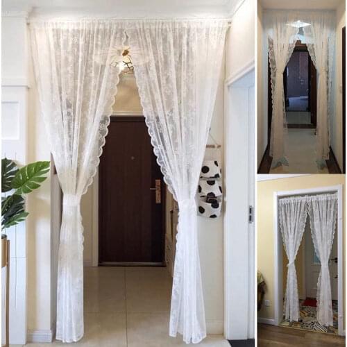 White Lace Sheer Curtains Princess Tulle Drapes for Living Room Bedroom Bay Window Door Kitchen Short Curtains Drape Cortinas