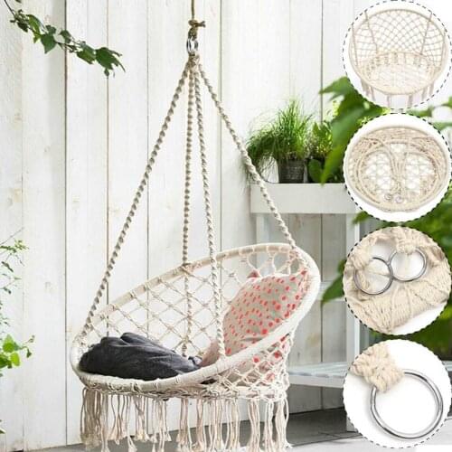 Nordic cotton rope hammock chair hand woven indoor room swing chair outdoor children swing cradle