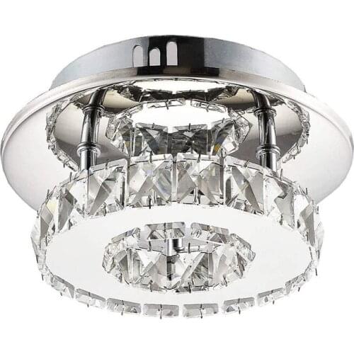 Modern Crystal Chandeliers Stainless Steel Luminarias Para Sala led Round Flush Mount Ceiling Lamp for Dining Room Living Room