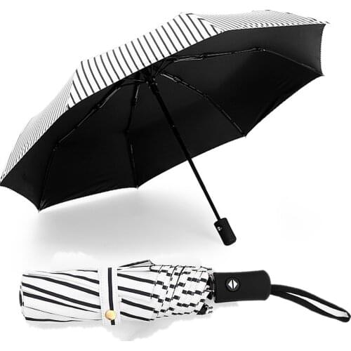 Creative Striped 8K 3Folding Mini Wind Resistance Umbrella Rain Women Outdoor Portable Umbrellas Gentleman Men Parasol