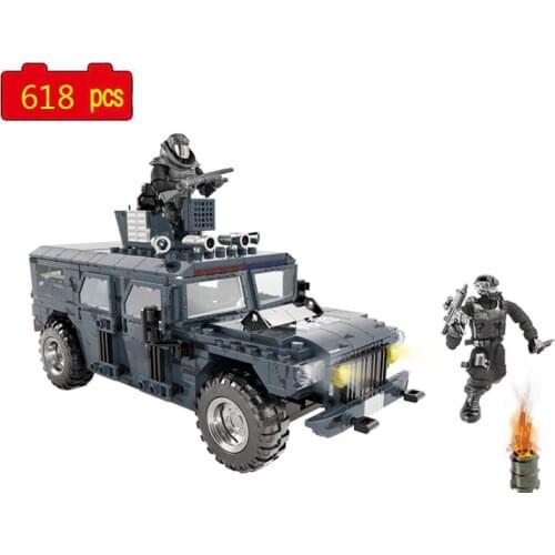 Military Series Wheeled Armored Off-road vehicle SWAT Soldier Weapon accessories Building Blocks Bricks Toys Gifts