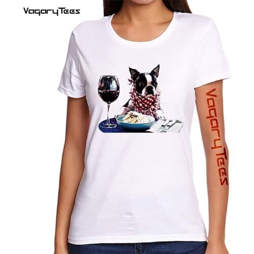 Funny Amial Women t Shirt harajuku white clothes Pasta Dog Drink Graphic tshirts Famale high quality Hip hop streetwear tee