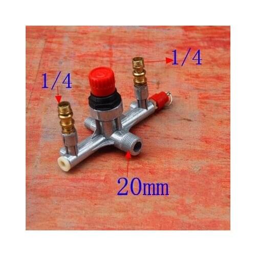 Air compressor parts Bama bracket / wind / air compressor outlet 6 ports iron bracket with Safety valve adjustable pressure