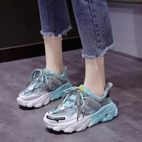 Womens Sports Shoes Autumn 2020 New Chunky Mixed Colors Sneakers Vulcanize New Female Designer Running Casual Shoe Woman