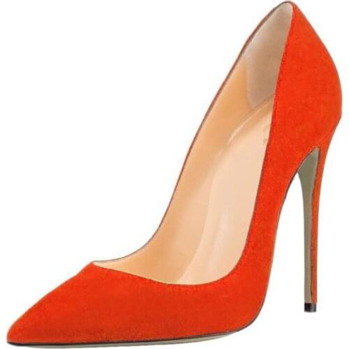 Red Bottom Shoes Orange Sexy Women Stilettos Shallow Pointed Toe Ladies Party Heels Autumn Winter Shoes Fashion Evening Shoes
