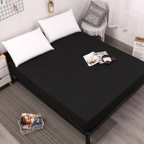 1pc 100%Polyester Fitted Sheet Solid Bed Sheet with Elastic Band Mattress Cover Printed Hot Selling Bedlinen Beddingoutlet