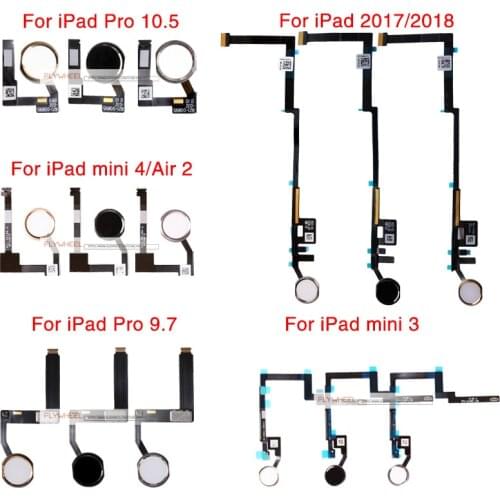 1pcs Home Button With Flex Cable For iPad 2017 2018 Mini 3 4 Air 2 Pro 9.7 10.5 inch Home Button Flex Assembly Black Gold White