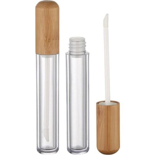 100pcs 6ml Bamboo Lip Gloss Tubes Empty Refillable Plastic Lip Balm Bottles Vials with Wand DIY Lipstick Tubes Lipgloss Tubes