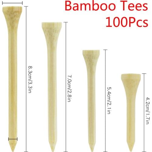 100Pcs/Set Golf Tees Bamboo Tee Golf Balls Holder 4 Sizes Available Stronger than Wood Tees Drop Ship