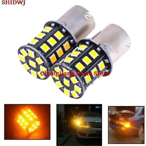 2pcs BAU15S 7507 PY21W 1156PY Amber Yellow 33 SMD 2835 LED Bulb For Front Turn Signal Lights Direction Indicator Lamp