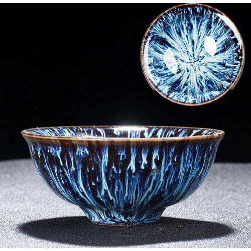 2 pcs Temmoku glaze tea cup,art teacup Build kiln ceramic cup Teacup,Chinese Jingdezhen Starry sky tea set Beautifully artwork