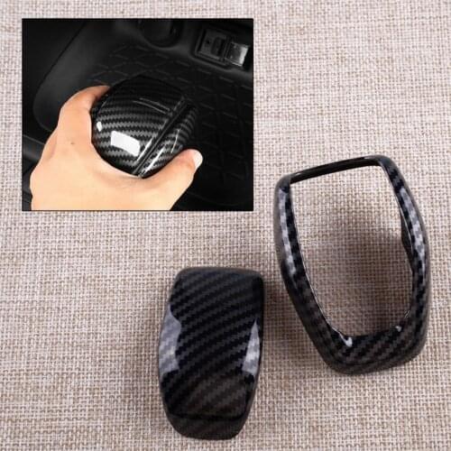 2pcs Car Gear Shift Knob Cover Trim Decoration Accessories Carbon Fiber Style ABS Fit for Toyota Highlander 2020 2021