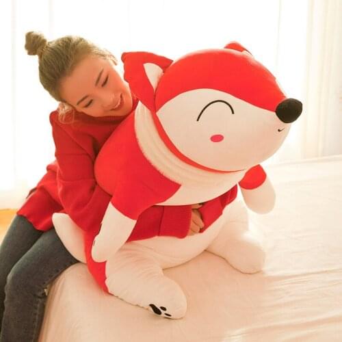 35-120cm New Creative Red Lying Foxes Doll Plush Toys Soft Sleeping Pillow Stuffed Animals for Children Kids Girl Birthday Gift
