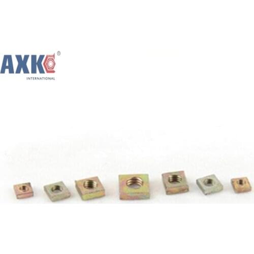 50Pcs DIN562 M3 M4 M5 M6 Color Zinc Plated Square Nuts Without Bevel Block Square Quadrangle Galvanized Pressed Nuts AXK055