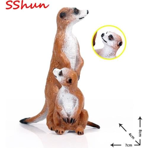 7*4*8CM simulation wild animal model with baby meerkat standing meerkat raccoon and mongoose toy ornaments