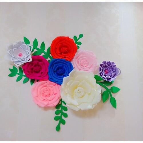 8PCS Assorted Crepe Paper Flower Set With 5PCS Leaves Gallery Wall Decor Nursery Decor Girls Room Decor Floral Nursery Decor
