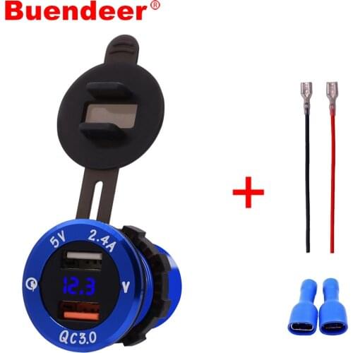 Buendeer Vehicle DC 12V-24V Cigarette Lighter Socket Splitter QC 3.0 Power Adapter Dual USB Charger for Samsung s8 s9 s8plus