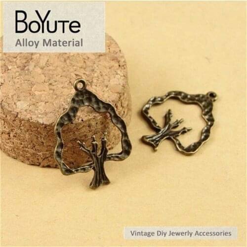 BoYuTe (100 Pieces/Lot) 26*21MM Wholesale Antique Bronze Plated Zinc Alloy Tree Pendants for Jewelry Making Accessories