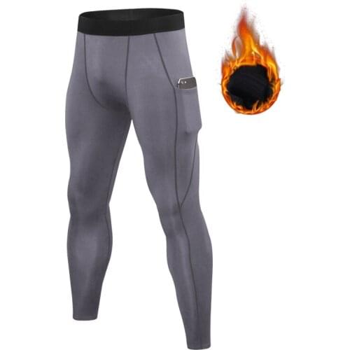 Quick Drying Sport Training Pants Men Gym Compression Running Tight Velvet Trouser Sweatpants Jogging Workout Legging Activewear