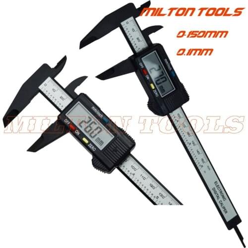 150MM 6inch Digital Caliper Carbon Fiber electronic vernier caliper plastic digtial caliper 8pcs/lot