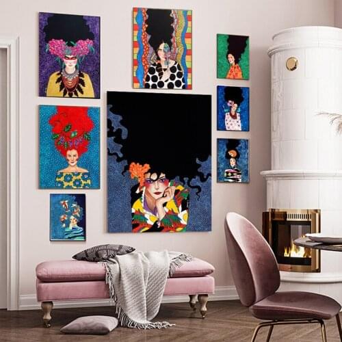 DDHH Wall Art Canvas Figure Painting Picture Beauty Woman Flowers Print For Living Room Home Decor No Frame