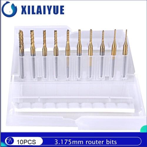 10PCS 3.175mm 0.80-3.00mm PCB Milling Cutter Coated/Titanium-Plated PCB Drill Bit Gong Cutter