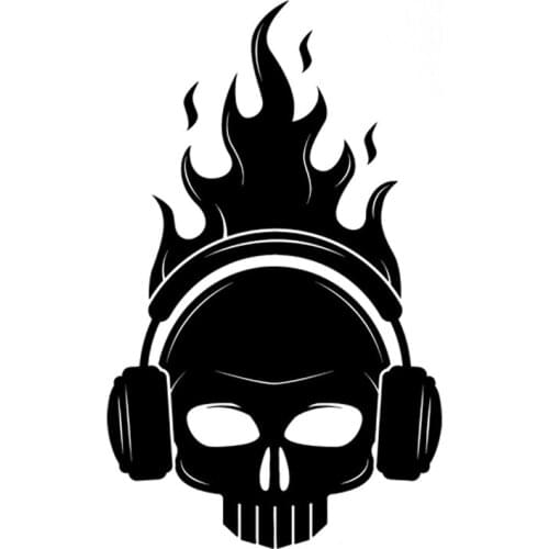 Hot Sale Skull Headphone Flame Music Car Stickers Pvc Personality Auto Accessories Window Decoration Decals 17cm*10cm