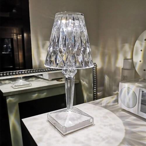 Italian Designer Table Lamp Diamond Acrylic Table Lamps For Living Room Bedroom Desk Decor Light Usb Charging Touch Bedside Lamp
