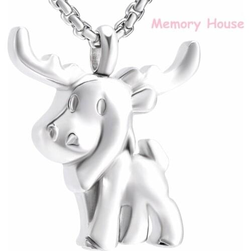 JJ001 Personaized Davids Deer Cremation Jewelry Hold Pet Funeral Ashes Keepsake Memorial Urn Necklace Pendant- Stainless Steel