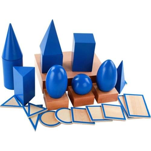 MagiDeal 3D Shapes Geometric Solids Wooden Montessori Toys Math Toys Blocks