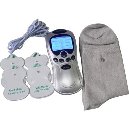 Health Care TENS Electrode Digital Therapy Massager Full Body Muscle Stimulator+1Pair Conductive Fiber Physical Therapy Socks