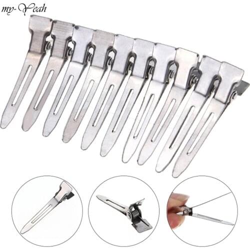 50Pcs Silver Flat Base Duck Mouth Metal Ultrathin Hair Clips Salon Hairdressing Hairstyling Cutting Partition Steady Accessories