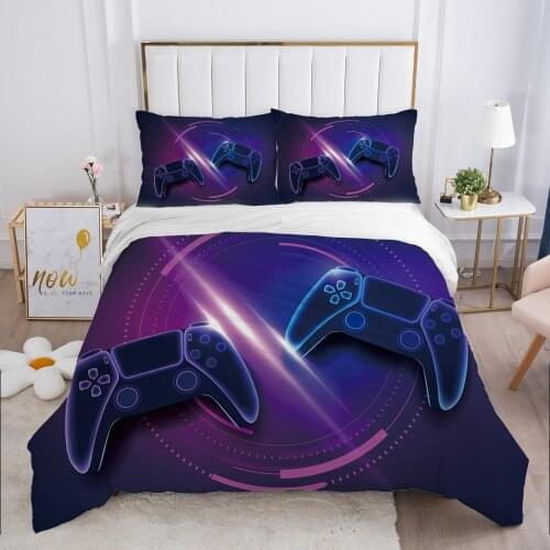 Cartoon gamepad Childrens Bedding set for kids baby Duvet cover set pillow case Bed linens Quilt cover Bed set Single violet
