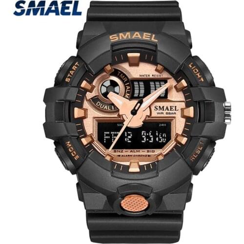 Smael Luxury Brand Quartz Watch Men Outdoor Waterproof Sport Military Watches Mens Analog LED Digital Watch relogio masculino