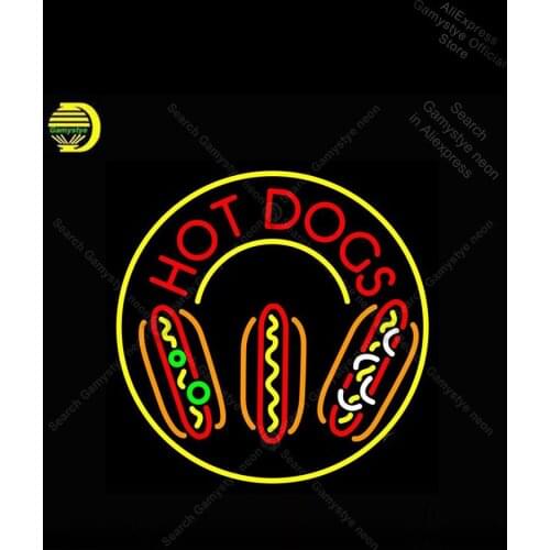 Neon sign For Hot Dogs Neon Bulb sign Restaurant Iconic Beer Handcraft Lamp neon signs for home Polis Signage Shop Bar Pub Light