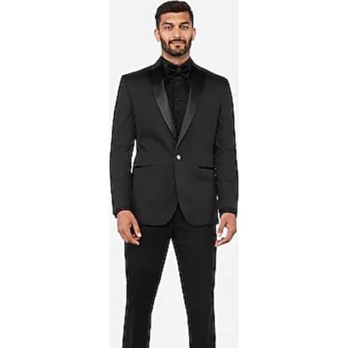 ANNIEBRITNEY Black 2 Piece Slim Fit Formal Men Suit Custom Groom Wedding Tuxedo High End 2 Piece Prom Wedding Men Suit Set