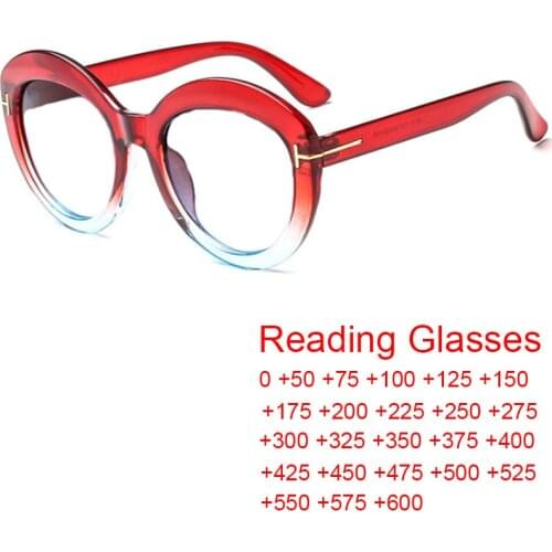 Retro New Anti Blue Reading Glasses Women Men Oversized Round Presbyopia Eyewear Frame Prescription Eyeglasses Diopter 0 to +6.0