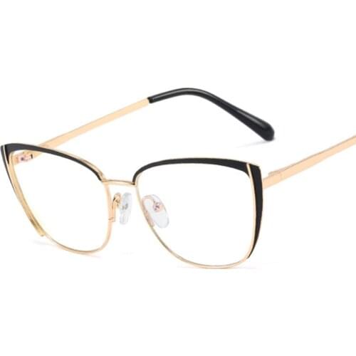 48286 Cat Eye Metal Glasses Frame Anti-Blue Light for Men and Women Optical Fashion Computer Eyeglasses Flat Mirror