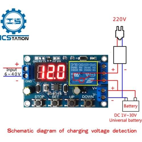 Battery Low Voltage Disconnect Over-Discharge Auto Cut Off Protection Circuit Board Charging Time Set LED Display DC 6-40V