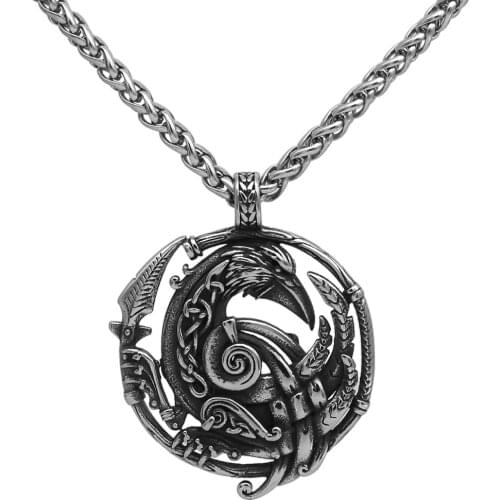 Norse Viking Raven Odin Necklace For Men Viking Jewelry Stainless Steel Gift For Men