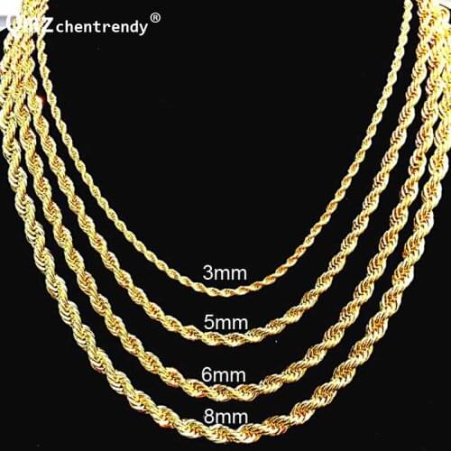Hip hop Twisted Chain Necklaces Women Men Chain Necklaces Twisted Rope Chain gold color Statement Necklace Wholesale price