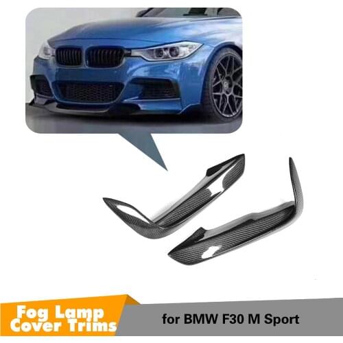 Carbon Fiber Front Fog Lamp Fin Splitters Trim Canards for BMW F30 F35 M Sport 2012 - 2018