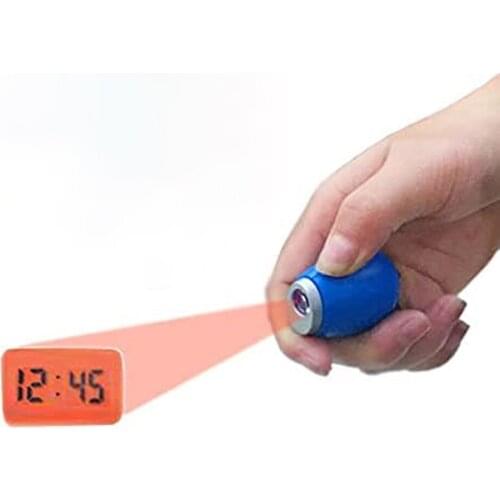 BRELONG Digital projection clock key ring Mini LCD projection clock Night Light Magic Projector Clock Red Blue Black