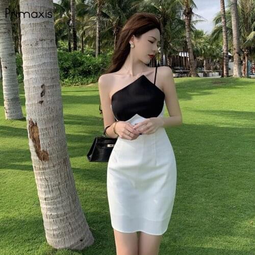 Primaxis summer bodycon midi party dress 2021 Thin dress suspenders French summer dresses women clothing