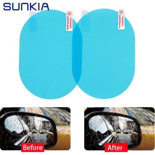 2Pcs/Set Anti Fog Car Mirror Window Clear Film Rearview Mirror Protective Films Waterproof Rainproof Auto Sticker
