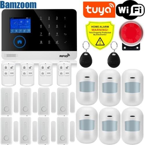 Tuya Wireless Home WIFI GSM Home Security With Motion Detector Sensor Burglar Alarm System APP Control Support Alexa