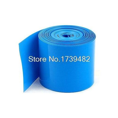 10Meters 50mm Width PVC Heat Shrink Wrap Tube Blue for 2 x 18650 Battery