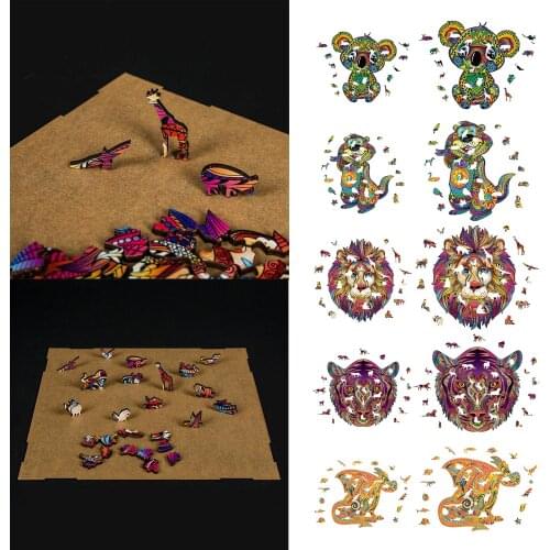 Unique Wooden Animal Jigsaw Puzzles Gift For Adults Kids Educational Puzzle Fabulous Interactive Games Toy